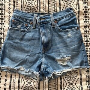 Levi's Blue Distressed Jean Shorts
